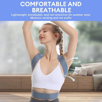 Picture of Adjustable Posture Corrector for Women and Men - Breathable Upper Back Brace with Pain Relief for Hunchback, Scoliosis, Neck & Shoulder Support - Lightweight and Ergonomic Back Straightener - Multicolor