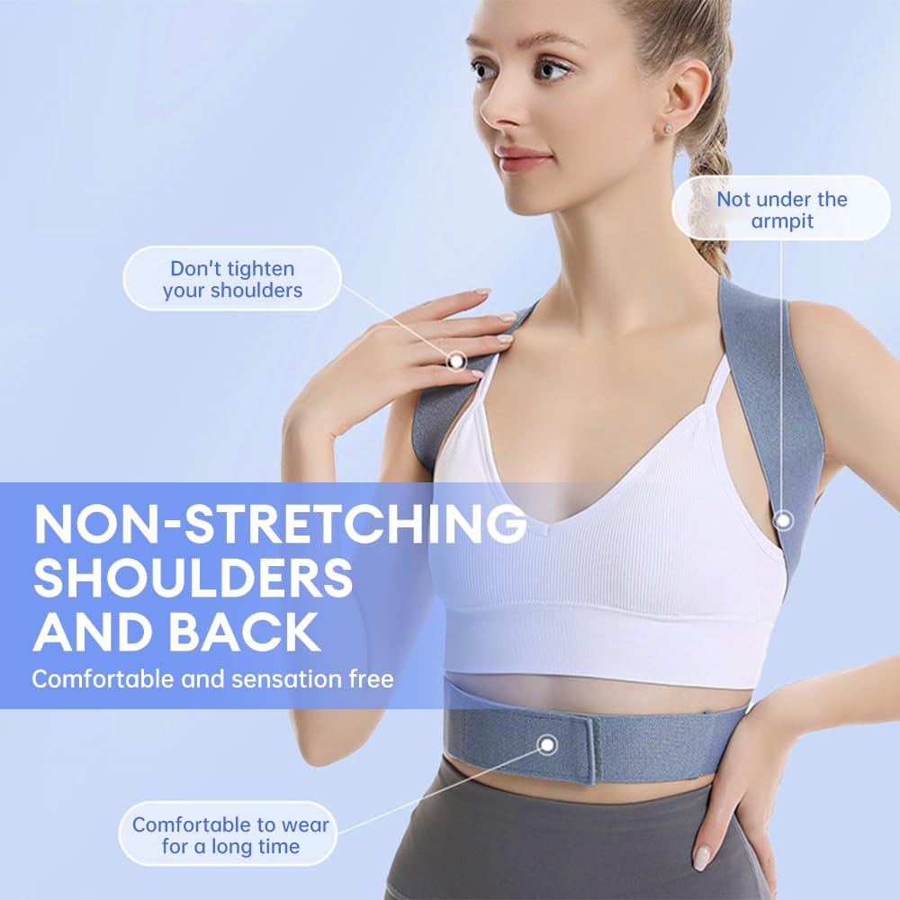 Picture of Adjustable Posture Corrector for Women and Men - Breathable Upper Back Brace with Pain Relief for Hunchback, Scoliosis, Neck & Shoulder Support - Lightweight and Ergonomic Back Straightener - Multicolor