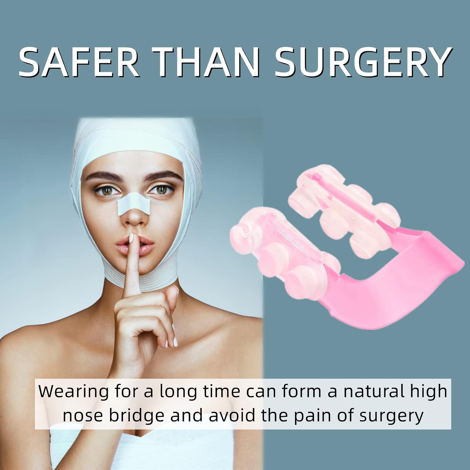 Picture of 1Pcs Fashion Nose Up Shaping Shaper Lifting Bridge Straightening Beauty Nose Clip Tool Nose Lifting Shaper Nose Shaper - Pink