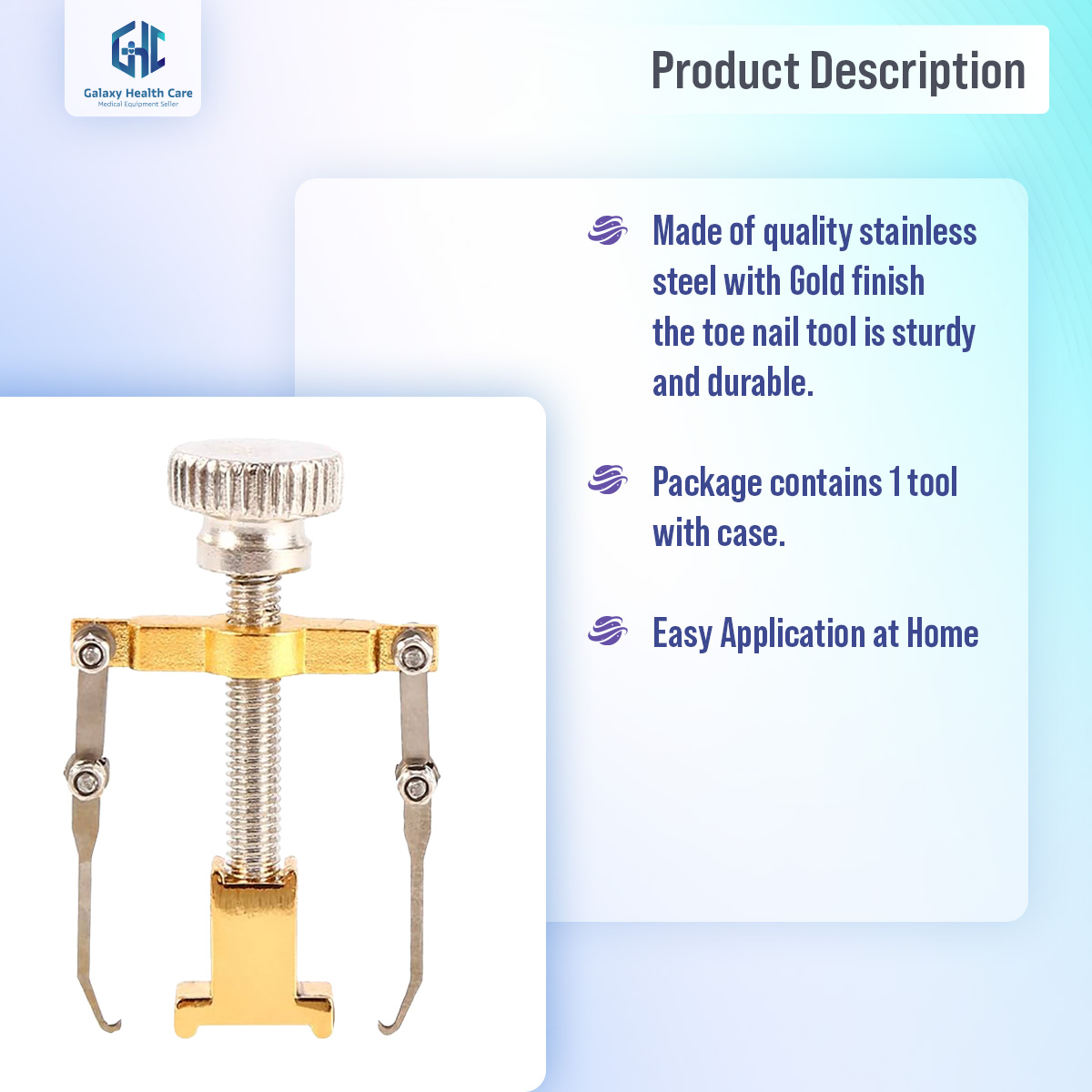 Picture of Ingrown Toenail Toe Fixer Recover Correction Device Pedicure Foot Nail Care Tool Straightening Clip Brace Corrector Easy To Use - Pedicure Set - Gold