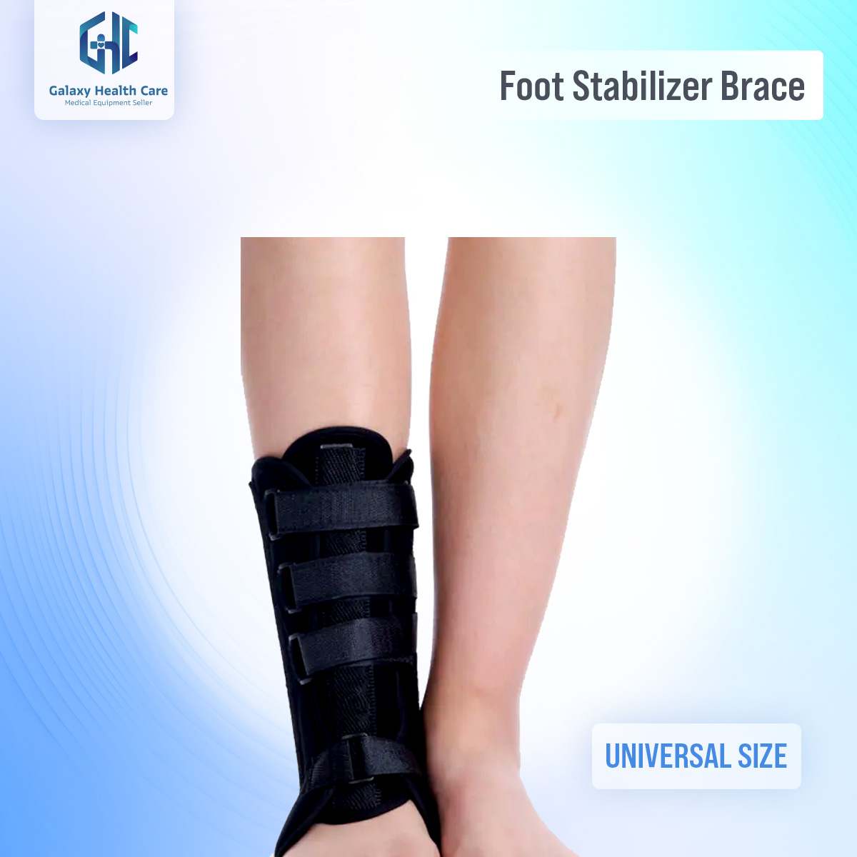 Picture of Foot Stabilizer Brace - Ankle Fixation Joint External Ankle Fracture Treatment Support - Black