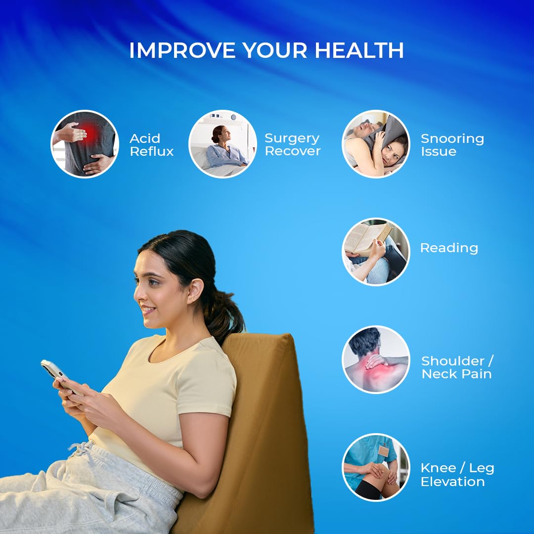 Picture of Foam Wedge Pillow for Neck & Back Pain Relief (Wedge Pillow, Golden) GALAXY HEALTH CARE - Grey