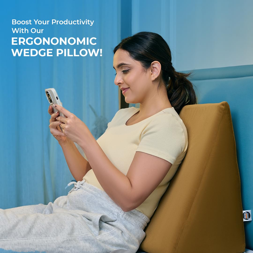 Picture of Foam Wedge Pillow for Neck & Back Pain Relief (Wedge Pillow, Golden) GALAXY HEALTH CARE - Grey