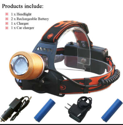 Picture of Powerful LED Headlamp 18650 DC Rechargeable Headlight Zoomable Head Lamp Waterproof Head Light High Lumens Flashlight - Multicolor