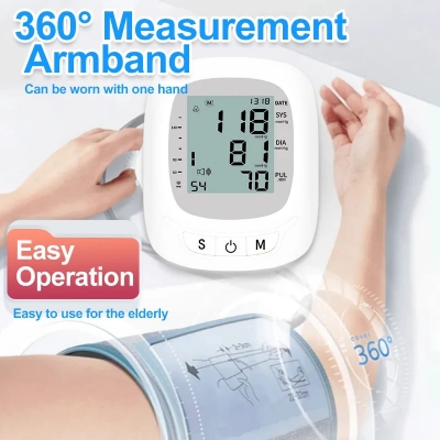 Picture of 2 Years Garranty Blood Pressure Monitor Fully Automatic Digital Large Display And Adjustable Arm-Cuff Comes - Multicolor