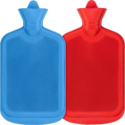 Picture of [2 Pack] Hot Water Bottles, 2L (68oz) Natural Rubber -BPA Free- Durable Large Hot Water Bag for Hot Compress and Heat Therapy, Pain Relief Heating Pad, (Random Colors) - Multicolor