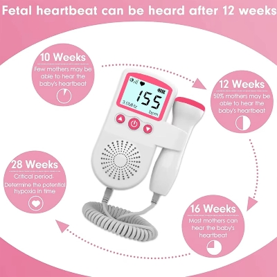 Picture of Doppler Fetal Rate Monitor Baby Fetal Sound Heart Detector LCD Display with gel - Multicolor
