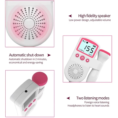 Picture of Doppler Fetal Rate Monitor Baby Fetal Sound Heart Detector LCD Display with gel - Multicolor