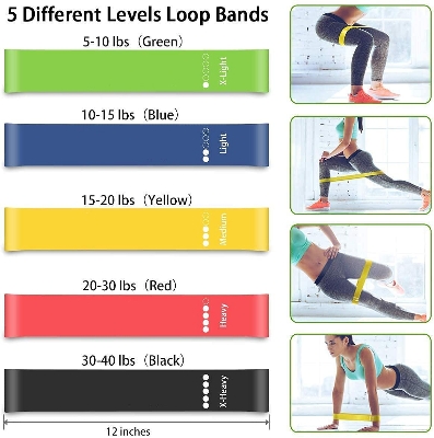 Picture of Resistance Bands Set for Men and Women, Pack of 5 Different Levels Elastic Band for Home Gym Long Exercise Workout – Great Fitness Equipment for Training, Yoga - Multicolor