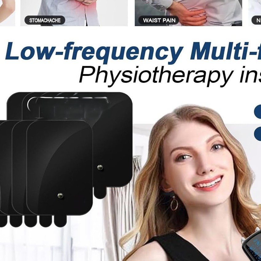 Picture of Dual Channel TENS Unit for Pain Relief Rechargeable Electronic Pluse Muscle Stimulator Massager Low-Frequency Multi-Function Physiotherapy Instrument with 10pcs Electrode Pads - Black