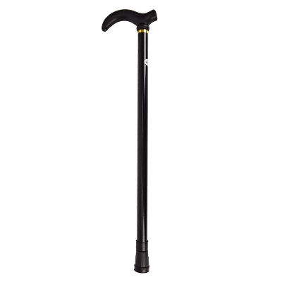 Picture of High Quality Telescopic Walking Stick Cane Hiking Rubber Tips 6 Grade Alpenstock for Elderly Aluminium Body Climbing Equipment - Black