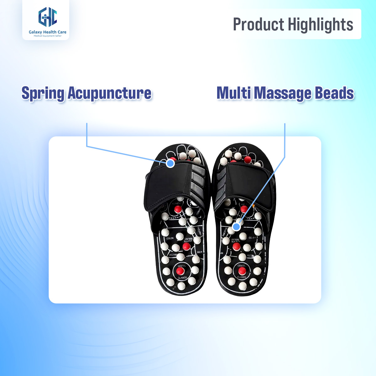 Picture of Spring Acupressure and Magnetic Therapy Accu Paduka Slippers for Full Body Blood Circulation Natural Leg Foot Massager Slippers For Men and Women ( Unisex ) - Black