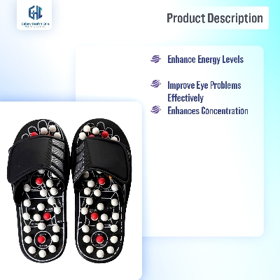 Picture of Spring Acupressure and Magnetic Therapy Accu Paduka Slippers for Full Body Blood Circulation Natural Leg Foot Massager Slippers For Men and Women ( Unisex ) - Black