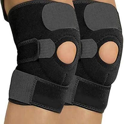 Picture of Galaxy Knee Cap for Men and Women, Adjustable Knee Support Patella, Knee Brace for Knee Pain Relief, Ligament Injury, Protection at Gym, Running,and Sports(pair) (free size) (Black,Pack of 2) - Black