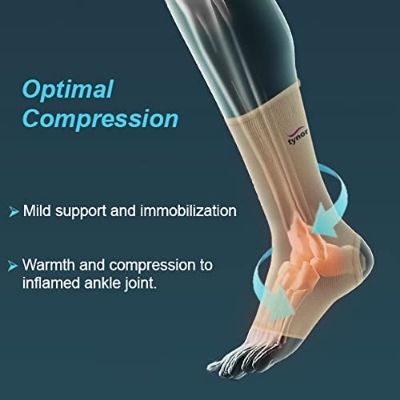 Picture of TYNOR Orthopedic Pain Relief Ankle Compression Support Cap Brace/Sleeves (1 PAIR), For Men And Women - Beige