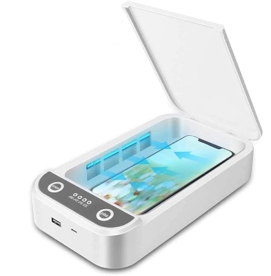 Picture of UV-C Ultraviolet Light Sterilizer Disinfection Box, Multifunctional Sterilization Box, Portable UV Sterilizer Aromatherapy Function Disinfector, Cell Phone Cleaners Box for iOS Android Smartphones