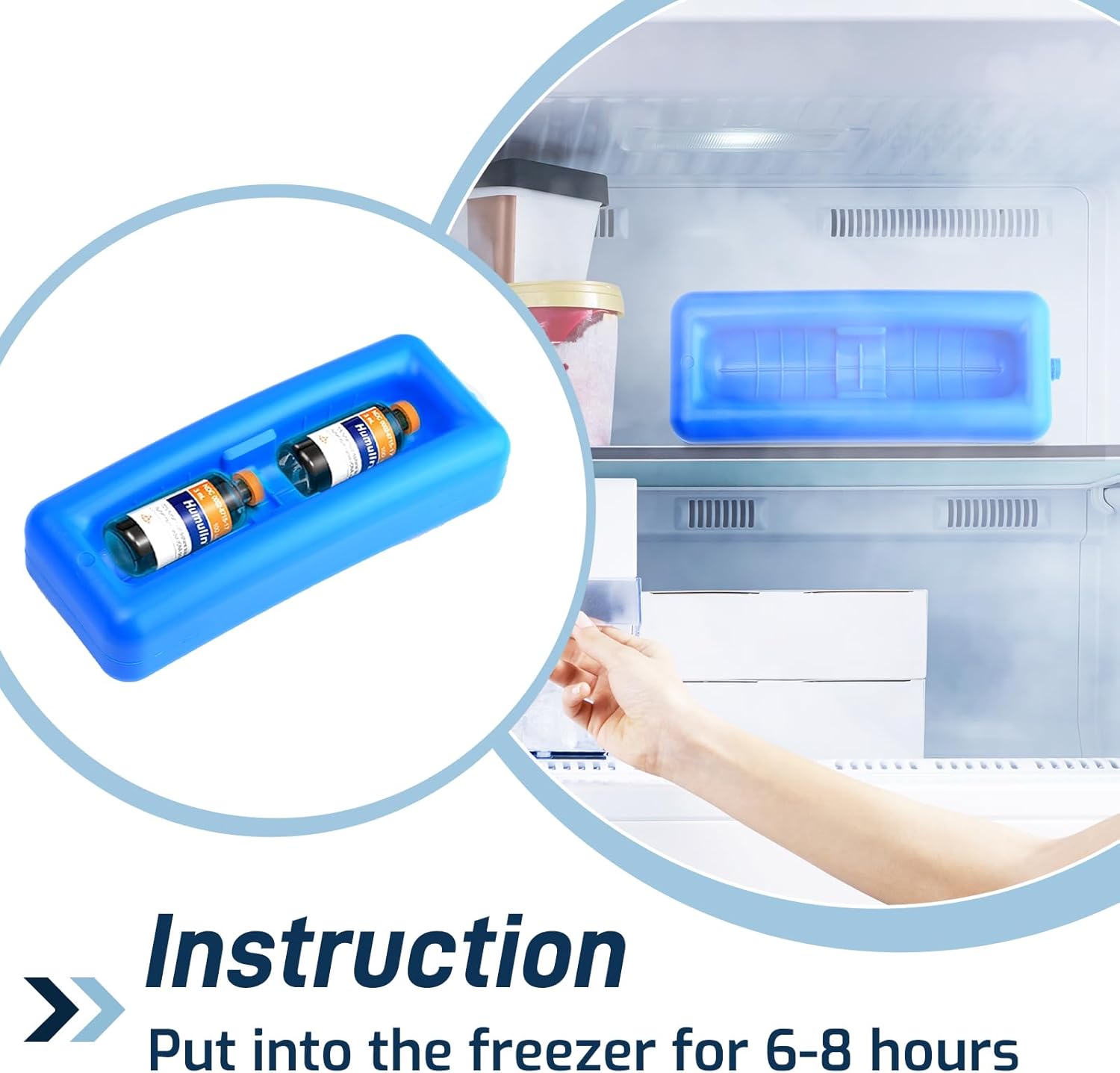 Picture of Medical Cooler Insulin Vial Carrying Travel Case Protector for Diabetic with One Ice Pack Black - Blue