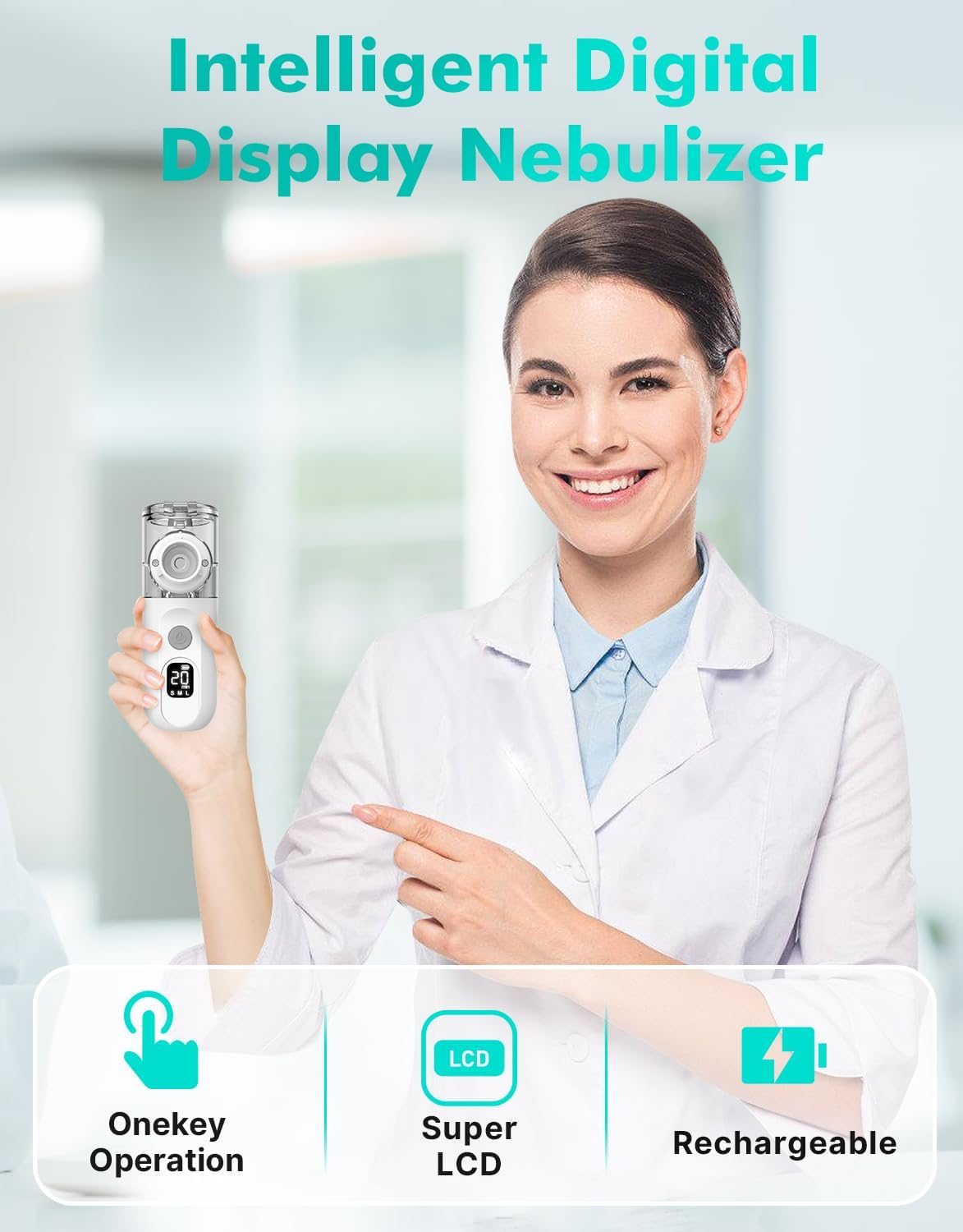 Picture of Portable Nebulizer,Nebulizer Machine for Adults and Kids Travel and Household Use, Handheld Mesh Nebulizer