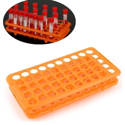 Picture of Plastic Test Tube Rack,Saim 50 Holes Lab Test Tube Rack Holder for 18mm Test Tubes,Orange |Blue - Multicolor