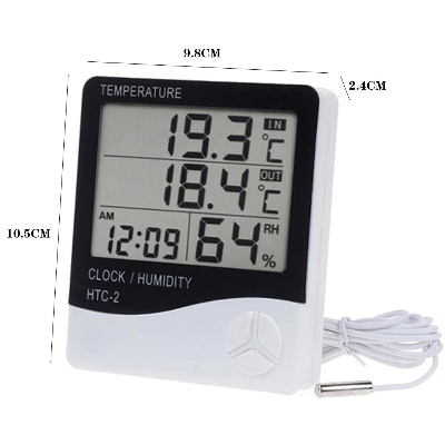 Picture of HTC 2 Digital LCD Temperature Meter Humidity Thermometer Hygrometer Home Weather Station Indoor Outdoor Probe Sensor with Alarm Clock HTC-2