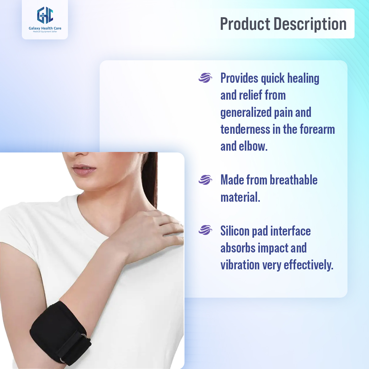 Picture of Galaxy Tennis Elbow Support Sports Medicine Health Care Equipment - Black