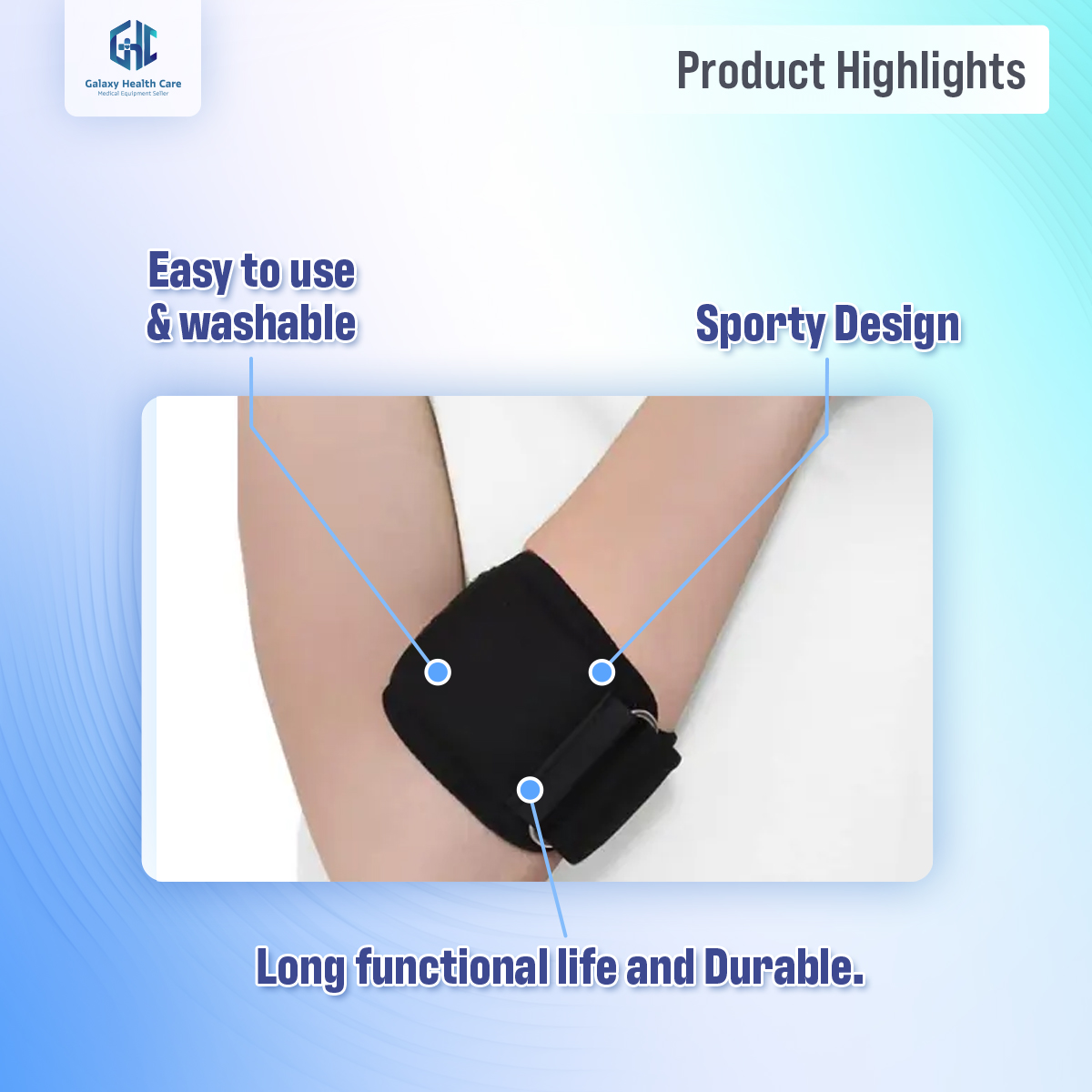 Picture of Galaxy Tennis Elbow Support Sports Medicine Health Care Equipment - Black