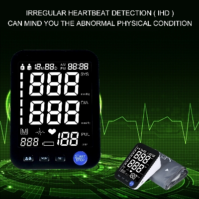 Picture of BSMI Blood Pressure Monitor Upper Arm Automatic Tonometer Digital BP Machine Heart Rate Pulse Monitor with Large Cuff for Medical - Black