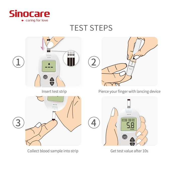 Picture of Sinocare Accu Blood Glucose Meter & Test Strips & Lancets Glucometer Kit Diabetic Blood Sugar Meter Diabetes Tester - White