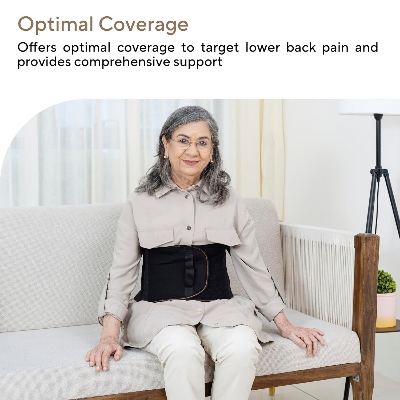 Picture of Abdominal Belt 9 Inch, Ideal for Lower Back Pain Relief, Slimming Waist, Post Delivery for Tummy Reduction, Breathable Material For Men & Women - Black