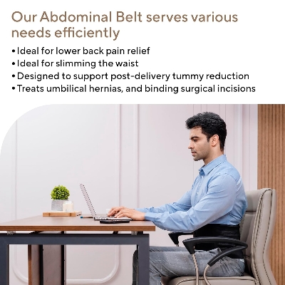 Picture of Abdominal Belt 9 Inch, Ideal for Lower Back Pain Relief, Slimming Waist, Post Delivery for Tummy Reduction, Breathable Material For Men & Women - Black