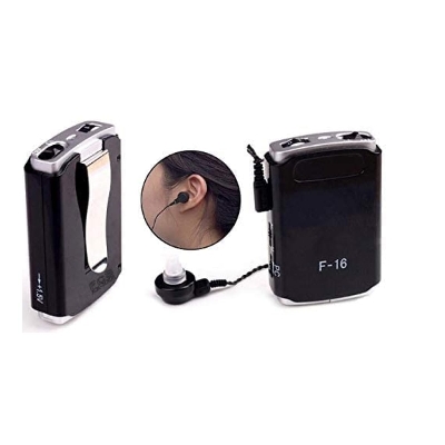 Picture of AA Super Axon F-16 Pocket Model Hearing AID Ear Machine with Superior Sound Quality Amplifier and Mini Adjustable Tone for Deaf People Suitable for upto 50% Hearing Loss (With 3 Month Warranty, For Single Ear, Black) - Multicolor