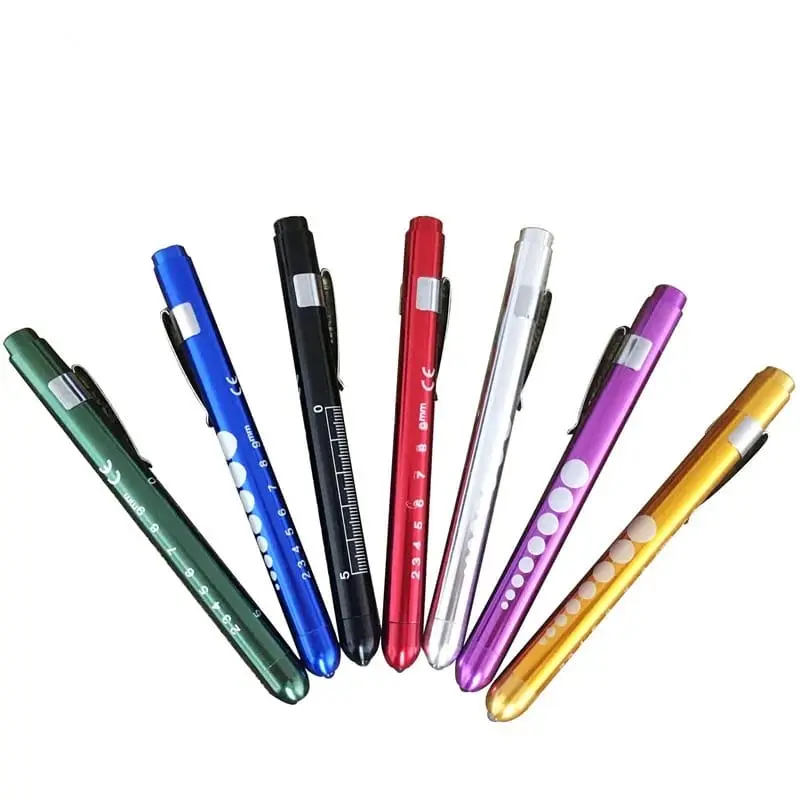 Picture of Aluminum Pocket Ophthalmoscope for Doctor and Nurse, Pen Type, Medical Penlight Torch, Otoscope, Emergency First Aid, LED Flashlight, 1pc - Multicolor