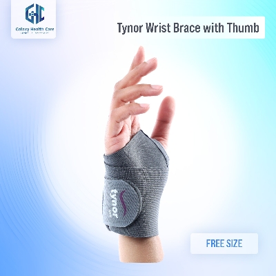 Picture of Tynor Wrist Support Brace with Thumb Unisex Medical Anatomical Stabilizing Wrap Non-Slip Compression for Pain Relief Recovery from Sprain Strain Arthritis - Light Ash