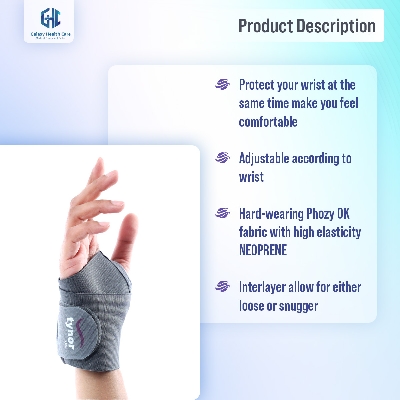 Picture of Tynor Wrist Support Brace with Thumb Unisex Medical Anatomical Stabilizing Wrap Non-Slip Compression for Pain Relief Recovery from Sprain Strain Arthritis - Light Ash