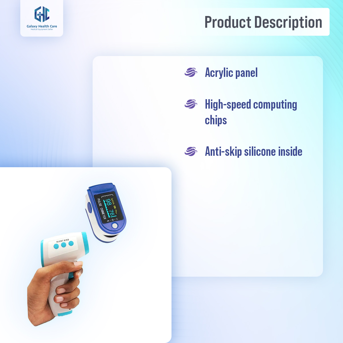 Picture of Combo OLED Fingertip Pulse Oximeter  Infrared thermometer