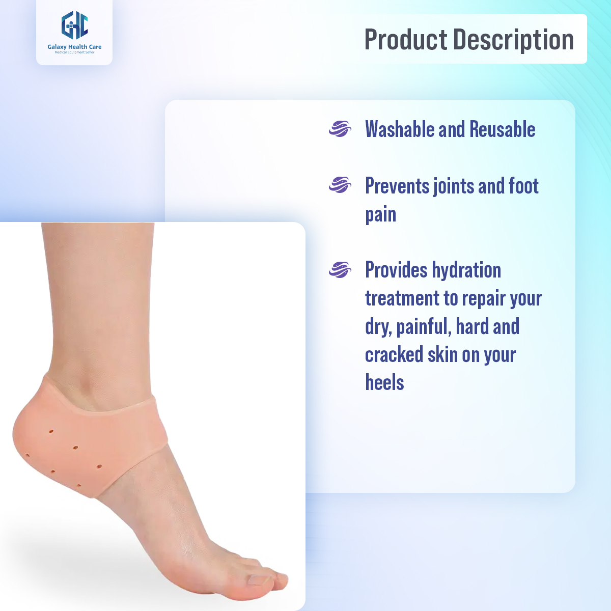 Picture of Silicone Gel Heel Foot Protector,Plantar Fasciitis Foot Arch Support Ankle Pain Relief Socks-2 PCS(1 PAIRS)