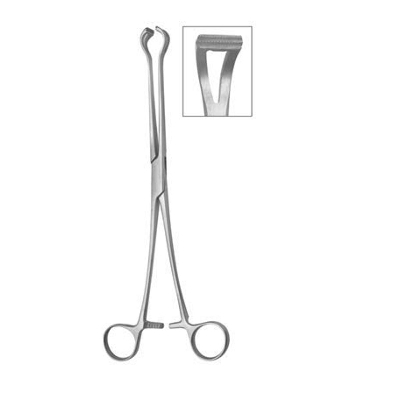 Picture of Stainless Steel Tissue/Organ/Gland Holding Forceps- Babcock Atraugrip Tissue Forcep- 16 cm