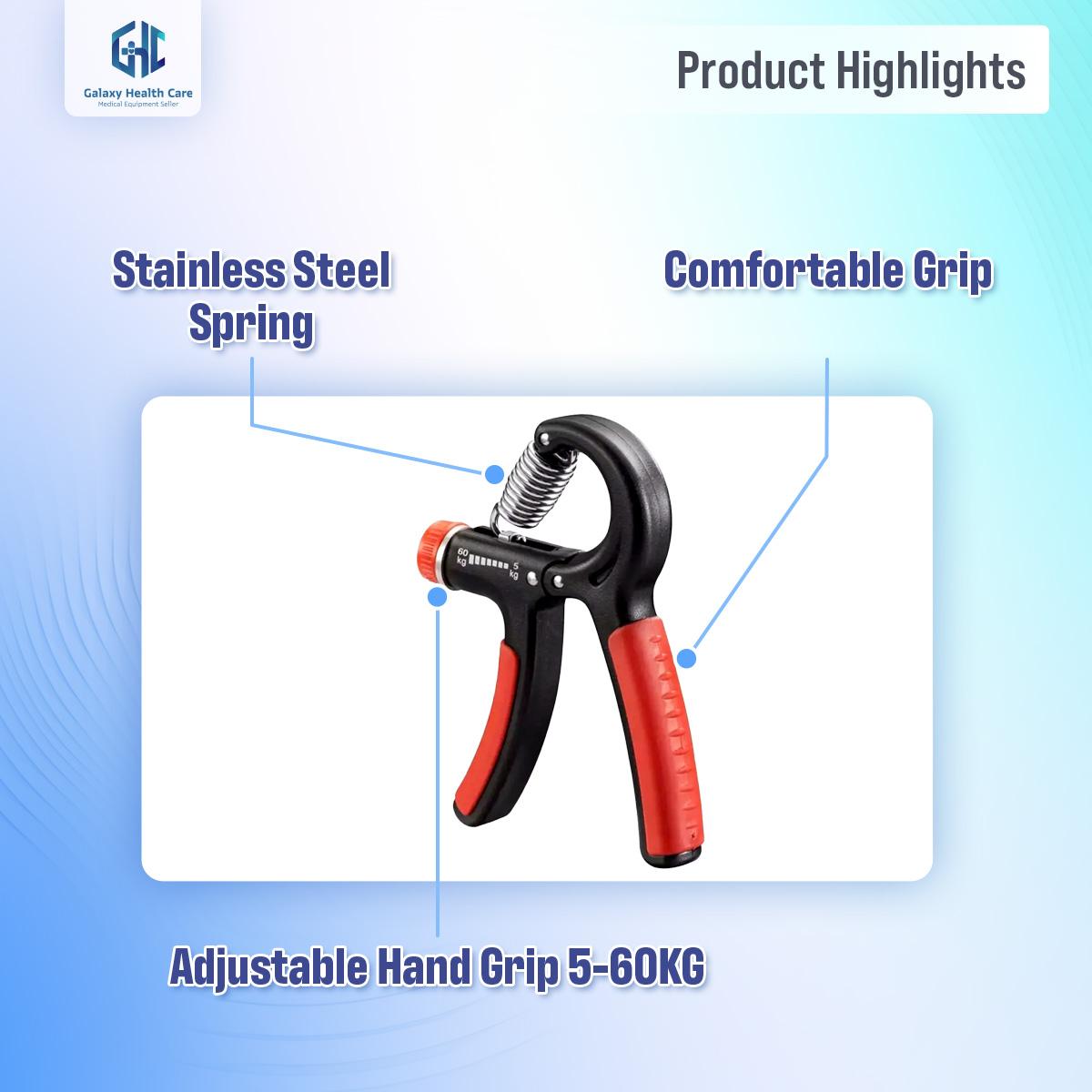 Picture of 5-60Kg Gym Fitness Hand Grip Men Adjustable Finger Heavy Exerciser Strength for Muscle Recovery Hand Gripper Trainer - Multicolor