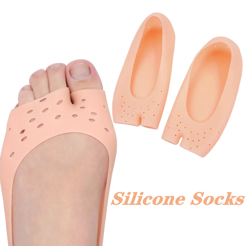 Picture of 2 Pcs/Set Soft Silicone Moisturizing Gel Socks For Foot Care Protector Relieve Dry Non-slip Feet Protection Pain Relief Patch - Beige