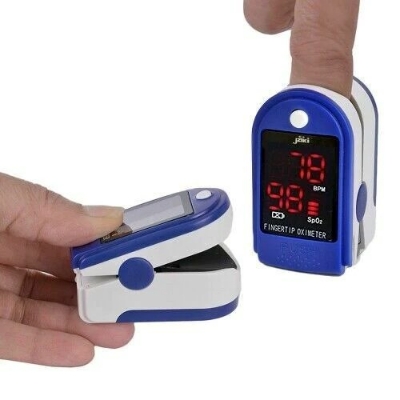 Picture of Finger Pulse Oximeter Blood Oxygen Saturation SpO2 Heart Rate O2 Monitor CE - LED - Blue (2 Pack) - Blue