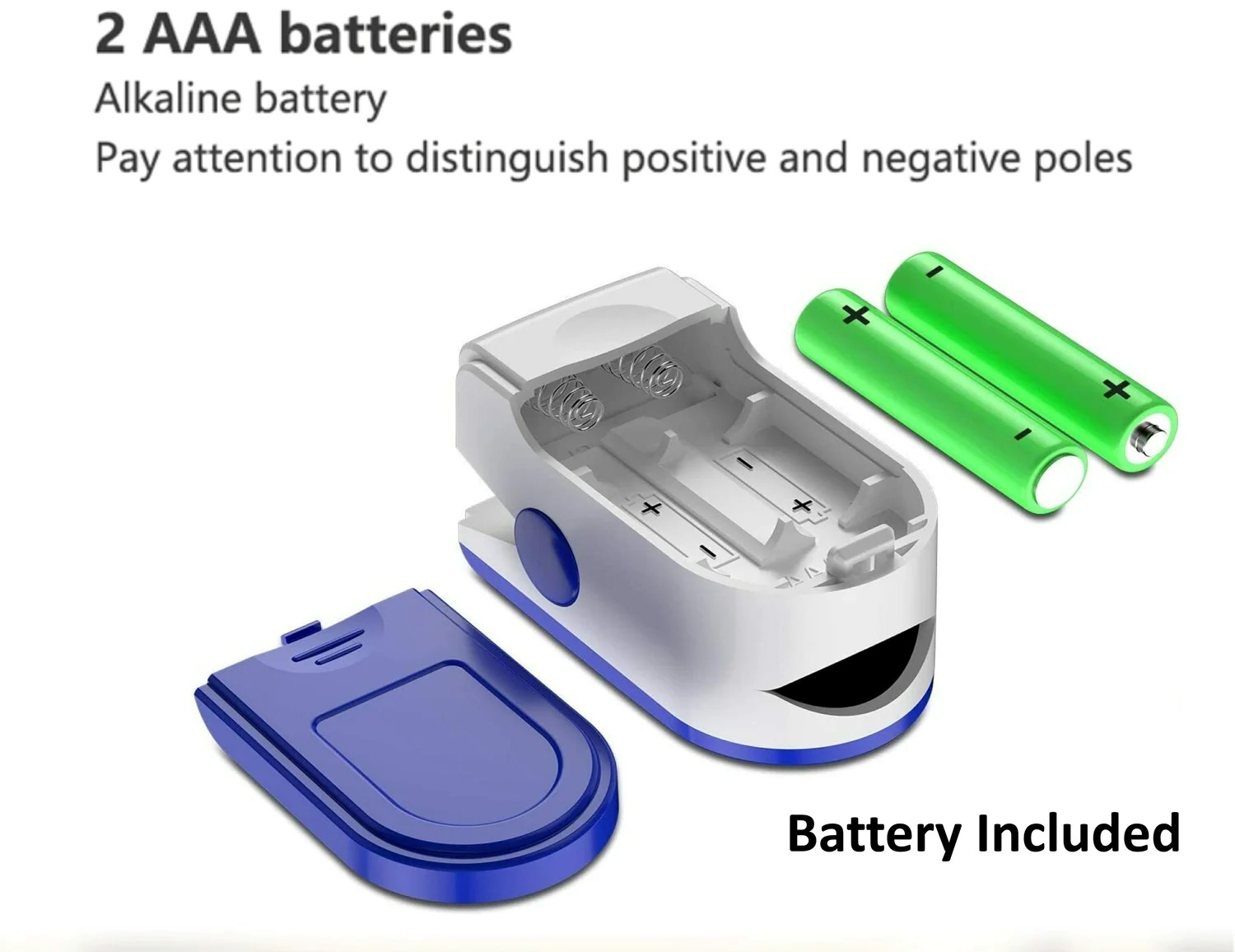 Picture of Finger Pulse Oximeter Blood Oxygen Saturation SpO2 Heart Rate O2 Monitor CE - LED - Blue (2 Pack) - Blue