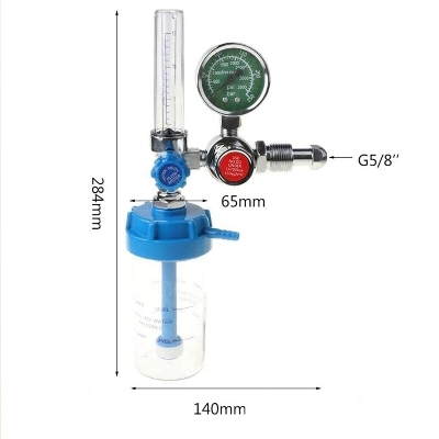 Picture of Oxygen Cylinder Regulator with Flowmeter and Humidifier Bottle With Nasal Oxygen Cannula