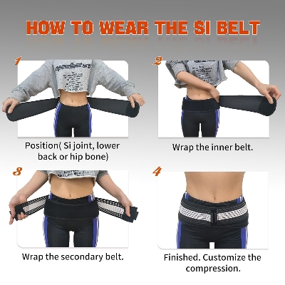 Picture of Sacroiliac SI Joint Belt for Back Pain Relief - Sciatica Pain Relief Belt for Women/Men, Adjustable Ergonomic Belt for Lower Back Support, Pelvic support, Sciatica Pain Relief Products. - Black