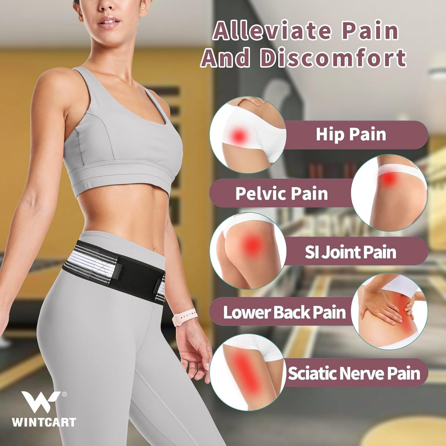 Picture of Sacroiliac SI Joint Belt for Back Pain Relief - Sciatica Pain Relief Belt for Women/Men, Adjustable Ergonomic Belt for Lower Back Support, Pelvic support, Sciatica Pain Relief Products. - Black