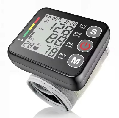 Picture of Wrist Blood Pressure Monitor Voice Medical Tonometer Backlit LCD Digital Sphygmomanometer Heart Rate Arrhythmia Pulse BP Monitor - Multicolor