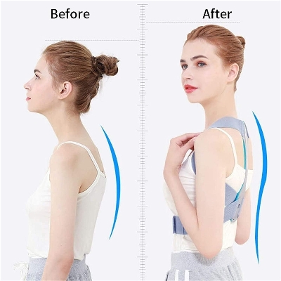 Picture of Back Support Posture Corrector Clavicle Spine Shoulder Support Belt Back Pain Relief Posture Correction, Improves Humpback, Clavicle Support Student/Adults/Unisex brbr,Posture Corrector Comfortable - Multicolor