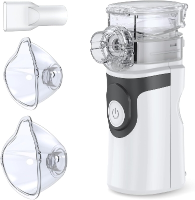 Picture of Portable Nebulizer, Handheld Mesh Nebulizer Machine for Adults and Kids, Metered - dose Inhaler Accessory, White - Multicolor