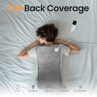Picture of Heating Pad for Back Pain, 12''×24'' Heating Pad for Period Cramps Neck Shoulder Knee Leg with 9 Heat Settings Auto Shut-Off and Rapid-Heating, Ideal Gift for Family and Friends