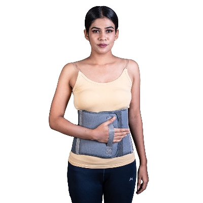 Picture of Abdominal Belt after delivery Tummy Reduction Trimmer Belly Slimming Binder for Women & Men Abdomen Compression Support Grey Hook and Loop closure - Grey