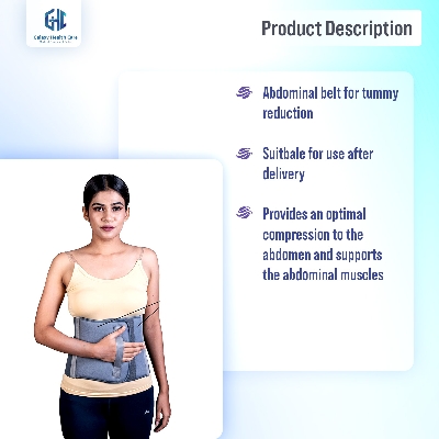 Picture of Abdominal Belt after delivery Tummy Reduction Trimmer Belly Slimming Binder for Women & Men Abdomen Compression Support Grey Hook and Loop closure - Grey